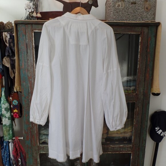 Free People Hi-Low Raw Edge Blouse 100% Cotton Oversized LARGE NWOT - Picture 4 of 10